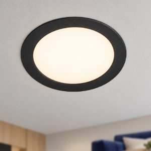 Eglo fueva 6 faretto da incasso per cartongesso led 10,5w cct 2700k 6500k foro 15,5cm rotondo nero