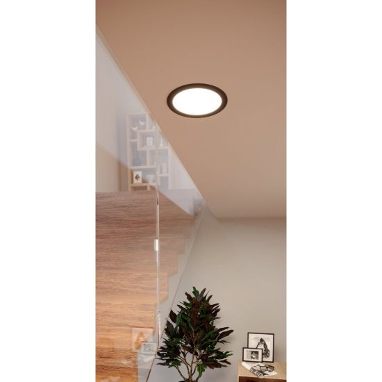 Eglo fueva 6 faretto da incasso per cartongesso led 10,5w cct 2700k 6500k foro 15,5cm rotondo nero