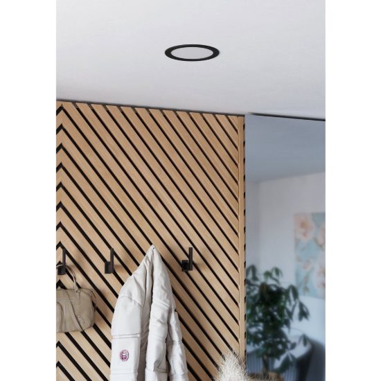 Eglo fueva 6 faretto da incasso per cartongesso led 10,5w cct 2700k 6500k foro 15,5cm rotondo nero