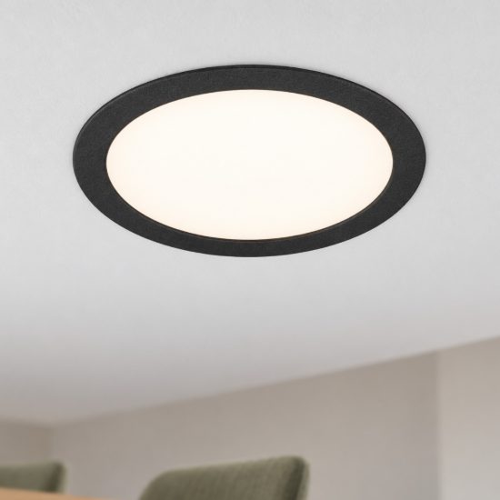 Eglo fueva 6 faretto da incasso per cartongesso led 18,5w cct 2700k 6500k foro 20,5cm rotondo nero