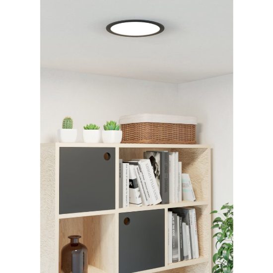 Eglo fueva 6 faretto da incasso per cartongesso led 18,5w cct 2700k 6500k foro 20,5cm rotondo nero
