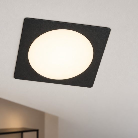 Eglo fueva 6 faretto da incasso per cartongesso led 6,3w cct 2700k 6500k foro 10,5cm quadrato nero
