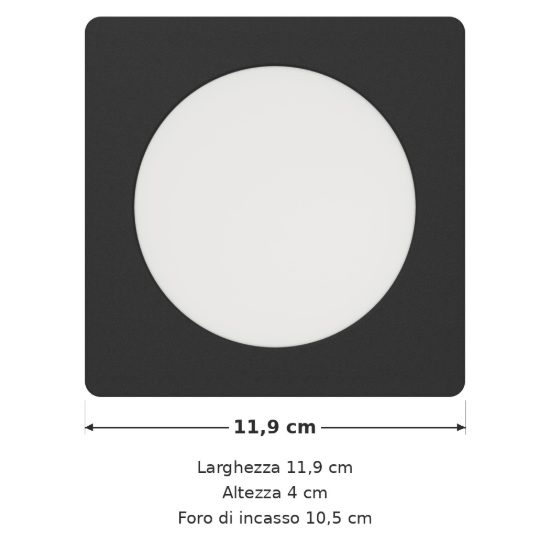 Eglo fueva 6 faretto da incasso per cartongesso led 6,3w cct 2700k 6500k foro 10,5cm quadrato nero