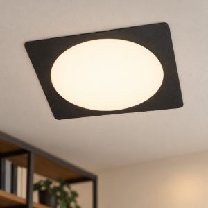 Eglo fueva 6 faretto da incasso per cartongesso led 10,5w cct 2700k 6500k foro 15,5cm quadrato nero