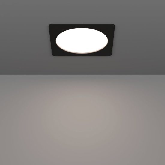 Eglo fueva 6 faretto da incasso per cartongesso led 10,5w cct 2700k 6500k foro 15,5cm quadrato nero