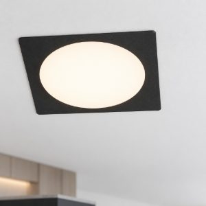 Eglo fueva 6 faretto da incasso per cartongesso led 18,5w cct 2700k 6500k foro 20,5cm quadrato nero