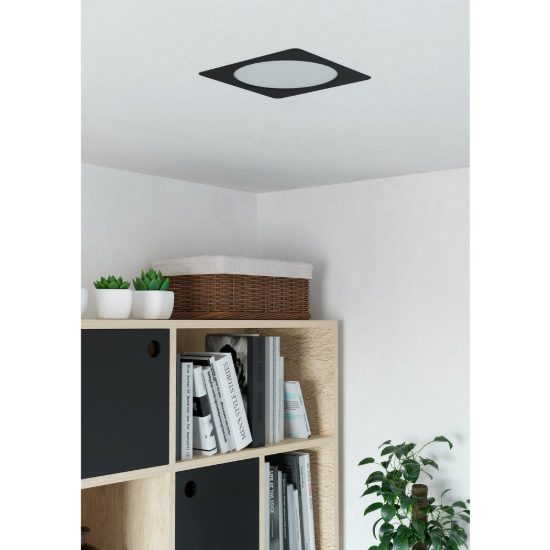 Eglo fueva 6 faretto da incasso per cartongesso led 18,5w cct 2700k 6500k foro 20,5cm quadrato nero