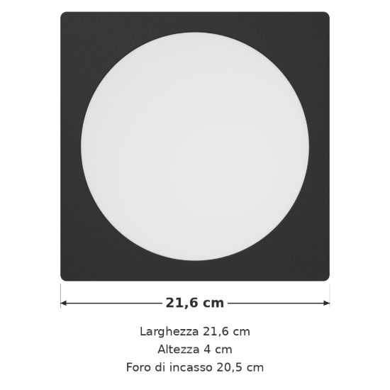 Eglo fueva 6 faretto da incasso per cartongesso led 18,5w cct 2700k 6500k foro 20,5cm quadrato nero