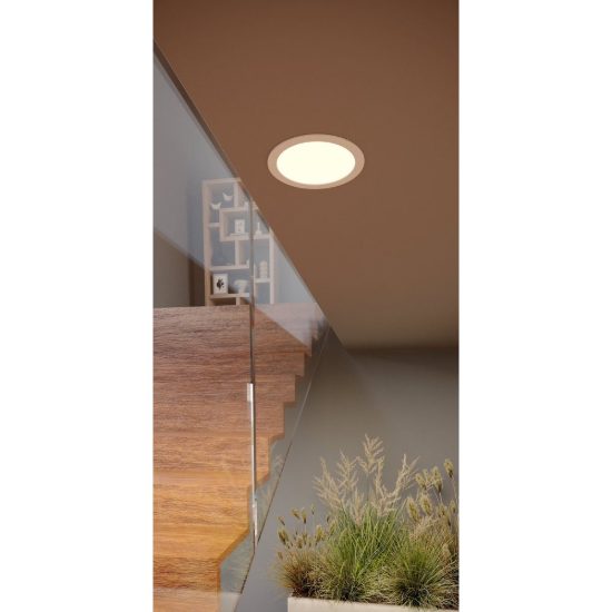 Eglo fueva 6 faretto da incasso per cartongesso led 10,5w cct 2700k 6500k foro 15,5cm rotondo bianco