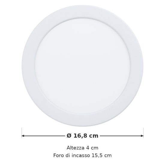 Eglo fueva 6 faretto da incasso per cartongesso led 10,5w cct 2700k 6500k foro 15,5cm rotondo bianco