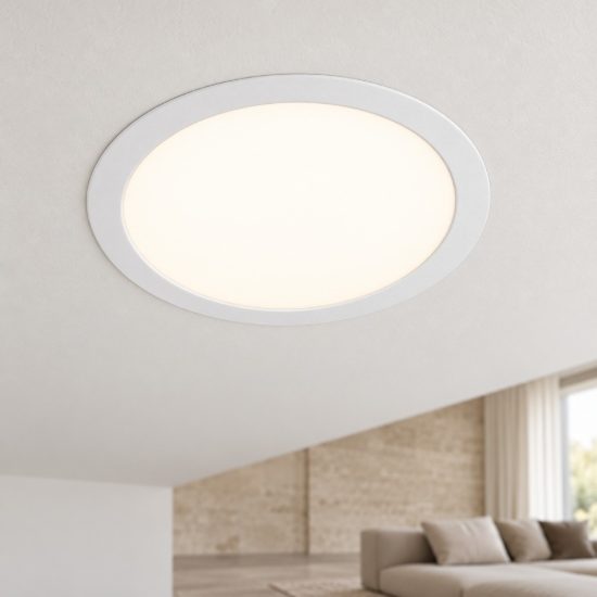 Eglo fueva 6 faretto da incasso per cartongesso led 18,5w cct 2700k 6500k foro 20,5cm rotondo bianco