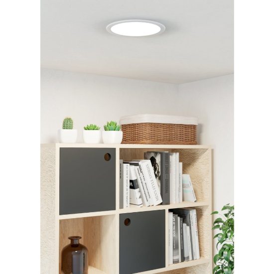 Eglo fueva 6 faretto da incasso per cartongesso led 18,5w cct 2700k 6500k foro 20,5cm rotondo bianco