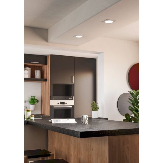Eglo fueva 6 faretto da incasso per cartongesso led 6,3w cct 2700k 6500k foro 10,5cm quadrato bianco