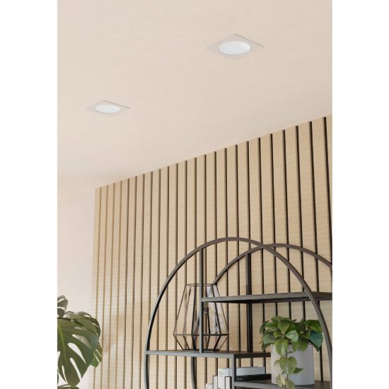 Eglo fueva 6 faretto da incasso per cartongesso led 6,3w cct 2700k 6500k foro 10,5cm quadrato bianco