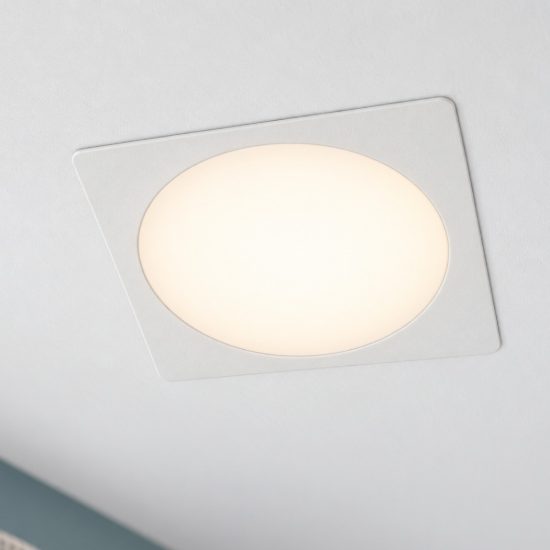 Eglo fueva 6 faretto da incasso per cartongesso led 10,5w cct 2700k 6500k foro 15,5cm quadrato bianco