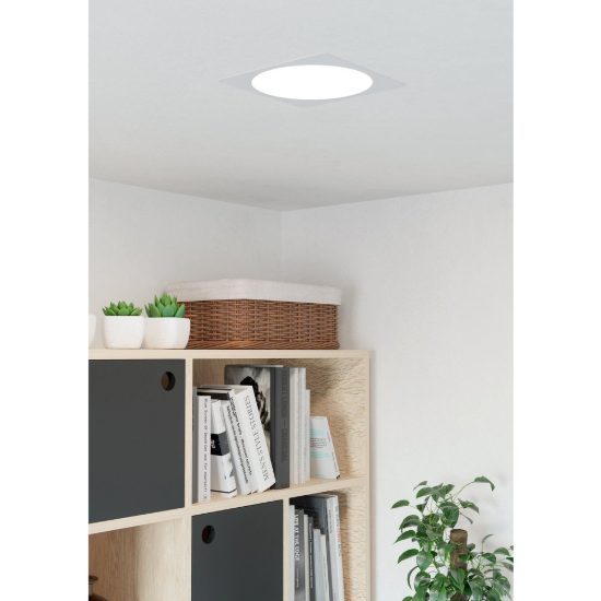 Eglo fueva 6 faretto da incasso per cartongesso led 18,5w cct 2700k 6500k foro 20,5cm quadrato bianco