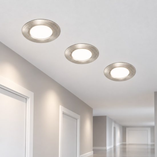 Eglo fueva 6 set 3 faretti da incasso per cartongesso led 3x3,7w cct 2700k 6500k foro 7,5cm nichel opaco