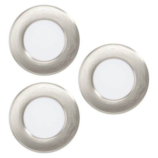 Eglo fueva 6 set 3 faretti da incasso per cartongesso led 3x3,7w cct 2700k 6500k foro 7,5cm nichel opaco