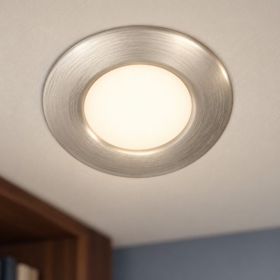 Eglo fueva 6 faretto da incasso per cartongesso led 3,7w cct 2700k 6500k foro 7,5cm nichel opaco