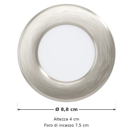 Eglo fueva 6 faretto da incasso per cartongesso led 3,7w cct 2700k 6500k foro 7,5cm nichel opaco