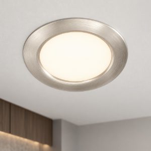 Eglo fueva 6 faretto da incasso per cartongesso led 6,3w cct 2700k 6500k foro 10,5cm rotondo nichel opaco