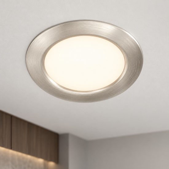 Eglo fueva 6 faretto da incasso per cartongesso led 6,3w cct 2700k 6500k foro 10,5cm rotondo nichel opaco
