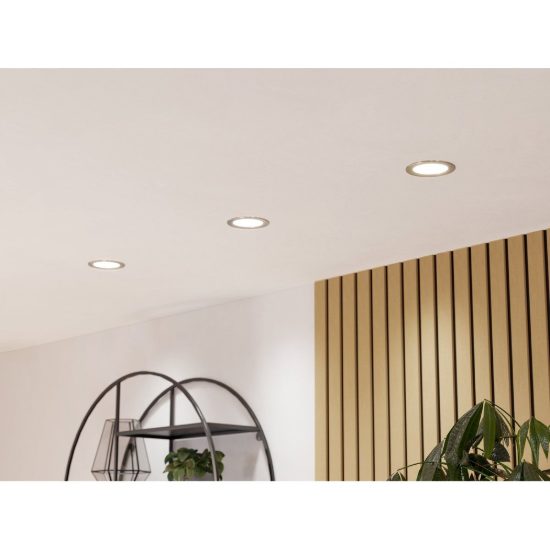 Eglo fueva 6 faretto da incasso per cartongesso led 6,3w cct 2700k 6500k foro 10,5cm rotondo nichel opaco