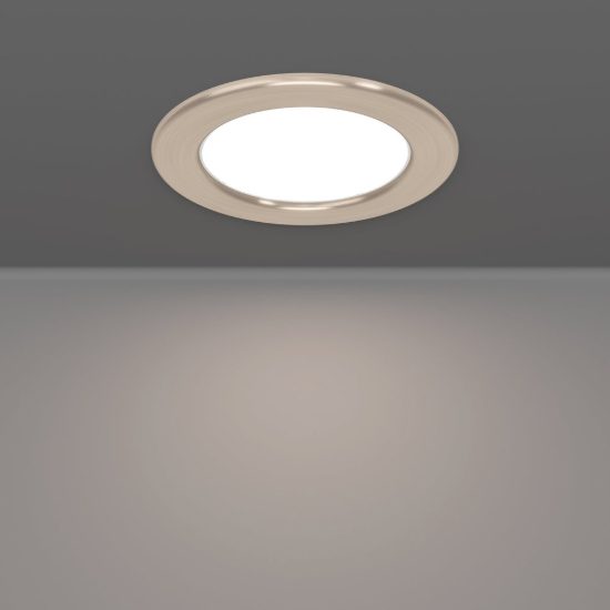 Eglo fueva 6 faretto da incasso per cartongesso led 6,3w cct 2700k 6500k foro 10,5cm rotondo nichel opaco