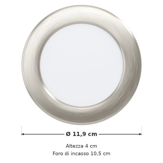 Eglo fueva 6 faretto da incasso per cartongesso led 6,3w cct 2700k 6500k foro 10,5cm rotondo nichel opaco