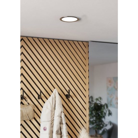 Eglo fueva 6 faretto da incasso per cartongesso led 10,5w cct 2700k 6500k foro 15,5cm rotondo nichel opaco