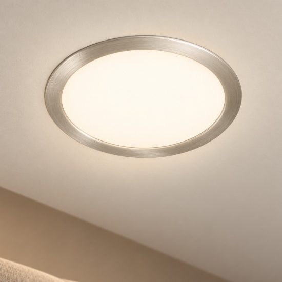 Eglo fueva 6 faretto da incasso per cartongesso led 18,5w cct 2700k 6500k foro 20,5cm rotondo nichel opaco
