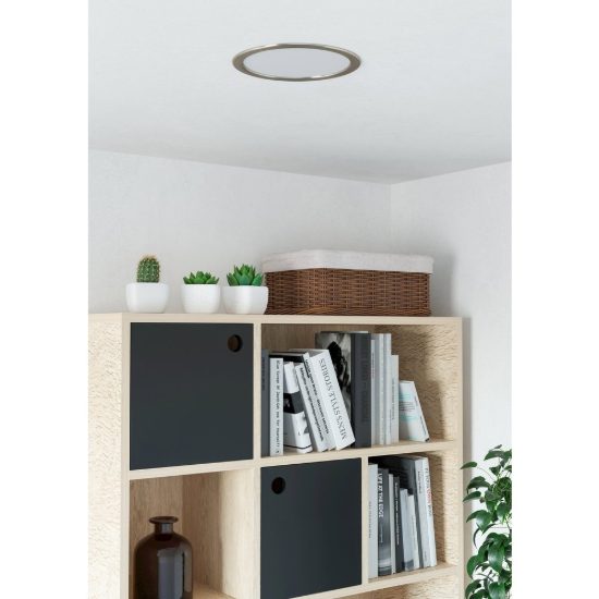 Eglo fueva 6 faretto da incasso per cartongesso led 18,5w cct 2700k 6500k foro 20,5cm rotondo nichel opaco