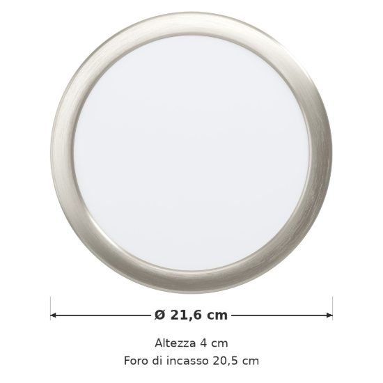 Eglo fueva 6 faretto da incasso per cartongesso led 18,5w cct 2700k 6500k foro 20,5cm rotondo nichel opaco
