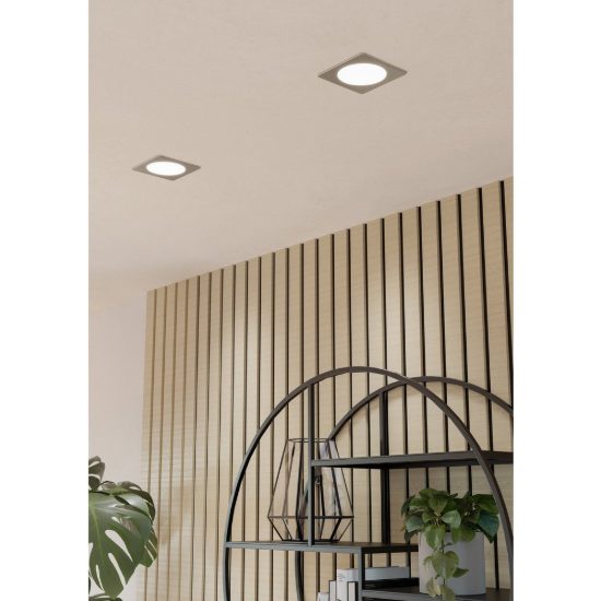 Eglo fueva 6 faretto da incasso per cartongesso led 6,3w cct 2700k 6500k foro 10,5cm quadrato nichel opaco