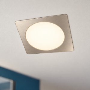 Eglo fueva 6 faretto da incasso per cartongesso led 10,5w cct 2700k 6500k foro 15,5cm quadrato nichel opaco