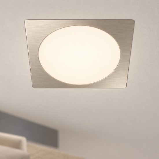 Eglo fueva 6 faretto da incasso per cartongesso led 18,5w cct 2700k 6500k foro 20,5cm quadrato nichel opaco