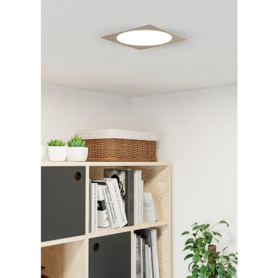 Eglo fueva 6 faretto da incasso per cartongesso led 18,5w cct 2700k 6500k foro 20,5cm quadrato nichel opaco