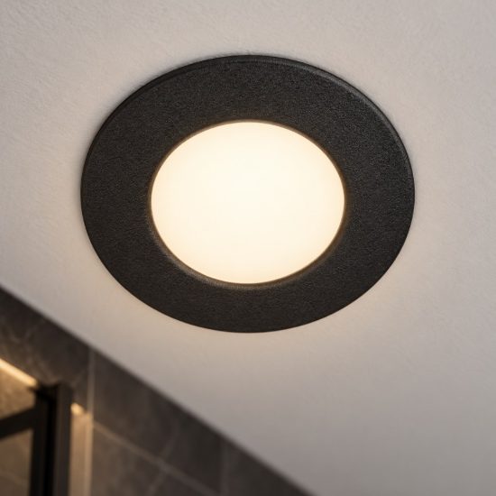 Eglo fueva 6 faretto da incasso per cartongesso led 3,7w cct 2700k 6500k ip44 foro 7,5cm nero