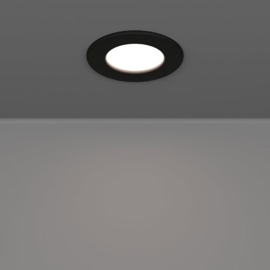 Eglo fueva 6 faretto da incasso per cartongesso led 3,7w cct 2700k 6500k ip44 foro 7,5cm nero