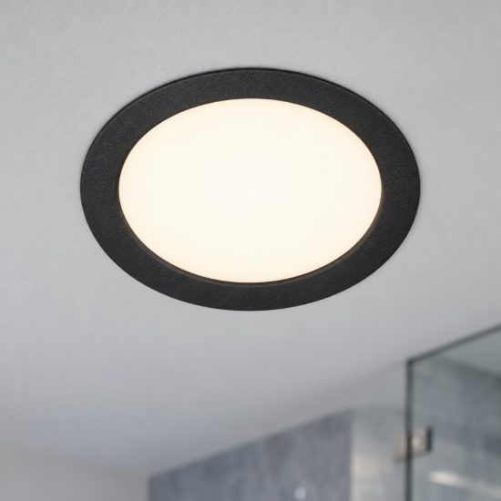 Eglo fueva 6 faretto da incasso per cartongesso led 10,5w cct 2700k 6500k ip44 foro 15,5cm rotondo nero