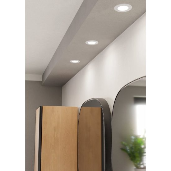 Eglo fueva 6 faretto da incasso per cartongesso led 3,7w cct 2700k 6500k ip44 foro 7,5cm bianco