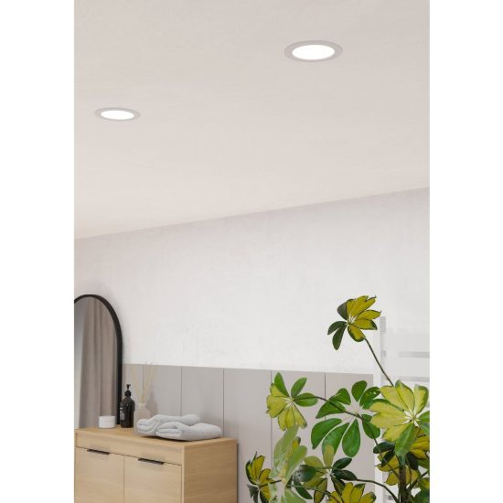 Eglo fueva 6 faretto da incasso per cartongesso led 6,3w cct 2700k 6500k ip44 foro 10,5cm rotondo bianco