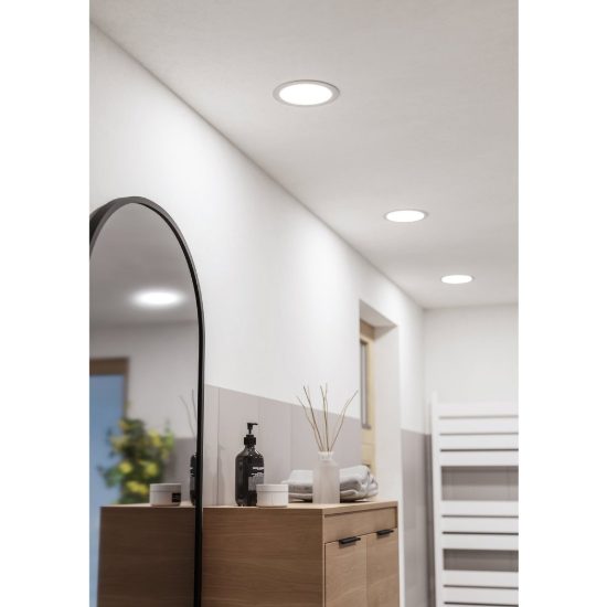 Eglo fueva 6 faretto da incasso per cartongesso led 10,5w cct 2700k 6500k ip44 foro 15,5cm rotondo bianco