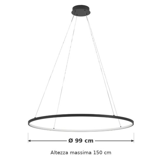 Eglo parruta lampadario led 40w cct 2700k 6500k 99cm con telecomando per sala da pranzo moderno nero