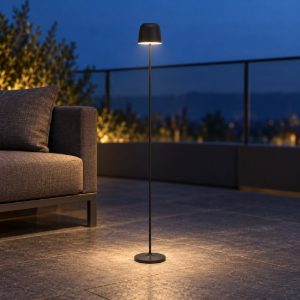 Eglo mannera l lampada da terra per esterno led 4,3w cct 2400k 4000k 140cm ip54 ricaricabile moderna nera