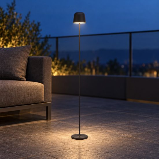 Eglo mannera l lampada da terra per esterno led 4,3w cct 2400k 4000k 140cm ip54 ricaricabile moderna nera