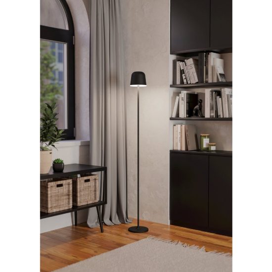 Eglo mannera l lampada da terra per esterno led 4,3w cct 2400k 4000k 140cm ip54 ricaricabile moderna nera