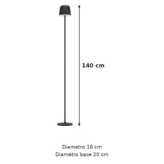 Eglo mannera l lampada da terra per esterno led 4,3w cct 2400k 4000k 140cm ip54 ricaricabile moderna nera