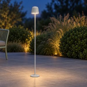 Eglo mannera l lampada da terra per esterno led 4,3w cct 2400k 4000k 140cm ip54 ricaricabile moderna grigia