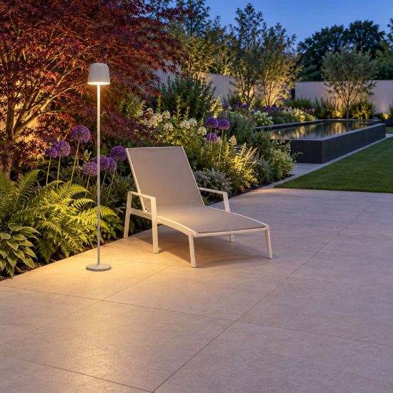 Eglo mannera l lampada da terra per esterno led 4,3w cct 2400k 4000k 140cm ip54 ricaricabile moderna grigia